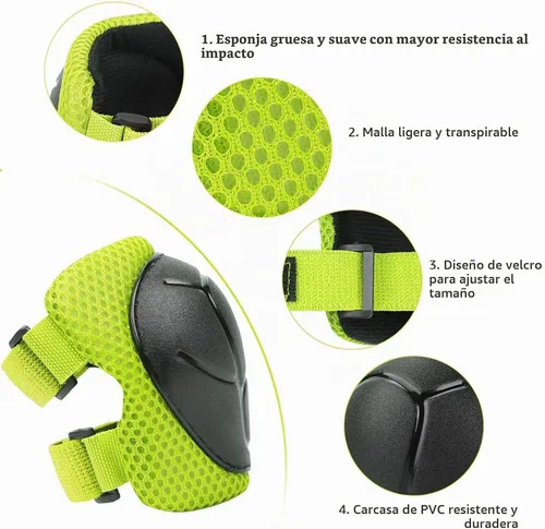 Vista 7 de KUYOU Rodilleras para Niños Coderas Protectores Equipo de Protección Conjunto Equipo de Seguridad para Patines de Ruedas Ciclismo Bicicleta BMX Negro