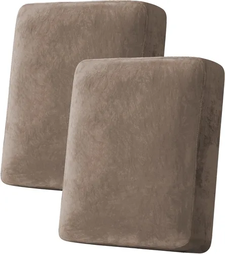 Vista 192 de H.VERSAILTEX - 4 fundas elásticas de terciopelo para cojín de sofá modular en forma de L (sofá grande de 3 plazas + 1 diván, color marfil)