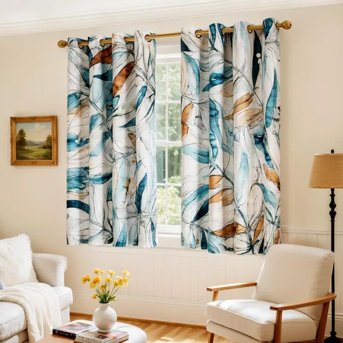 Vista 4 de SUBRTEX - Cortinas opacas de 52Wx63L, cortinas florales para oscurecer la habitación, cortinas de ventana aisladas térmicamente de 2 paneles