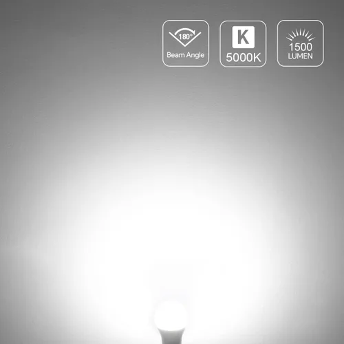 Vista 5 de Lepro Bombillas LED equivalentes a 100 W, 14 W, 1500 lúmenes, luz blanca diurna 5000 K, no regulable, base estándar A19 E26, vida útil de 10000