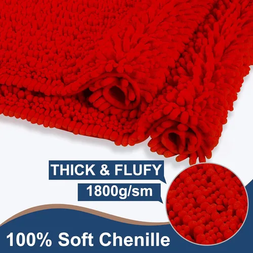 Vista 60 de FLOLEOPA Alfombras de baño de microfibra suave y esponjosa, tapetes de baño absorbentes, antideslizantes, lavables a máquina y de secado rápido