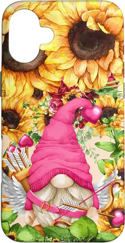 Vista 23 de Valentines Gnome in Cupid Costume for Women with Sunflower Case for iPhone 17