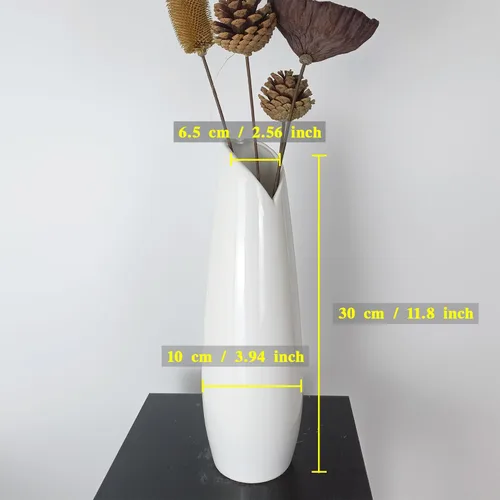 Vista 30 de White Ceramic Flower Vase,12 Inch Tall Modern Textured Vases for Home Decor,Table Centerpieces,Farmhouse,Shelf,Living Room Decorations Minimalist