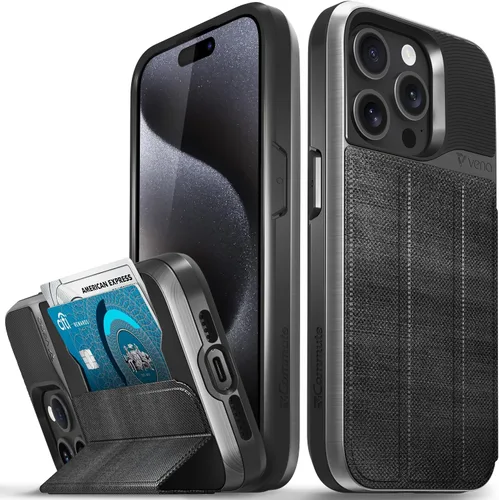 Vista 45 de VENA vCommute - Funda tipo cartera compatible con Apple iPhone 14 (6.1 pulgadas) (protección contra caídas de grado militar), funda de cuero