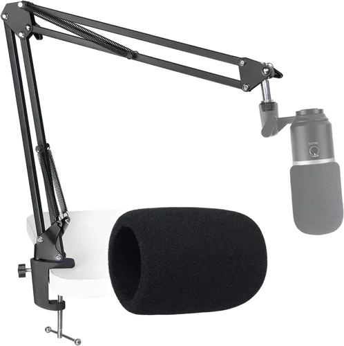 Vista 6 de SUNMON Brazo de Boom - Brazo de Boom de Micrófono de Tijeras de Metal con Adaptador de 3/8'' a 5/8'', Soporte de Micrófono K688 con Funda para Cable