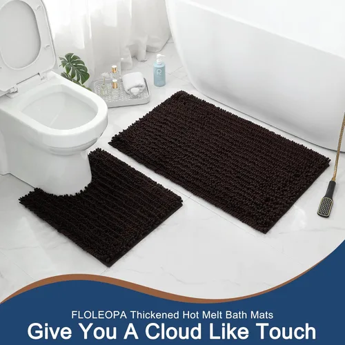 Vista 49 de FLOLEOPA Alfombras de baño de microfibra suave y esponjosa, tapetes de baño absorbentes, antideslizantes, lavables a máquina y de secado rápido