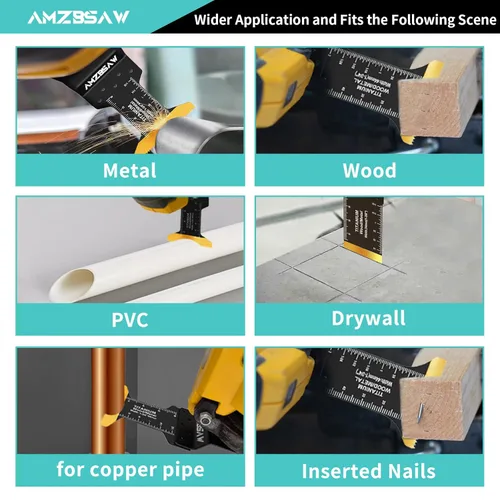Vista 3 de AMZBSAW 100 piezas de cuchillas oscilantes de titanio para multiherramienta de corte de metal, kits de cuchillas multiherramienta para metal