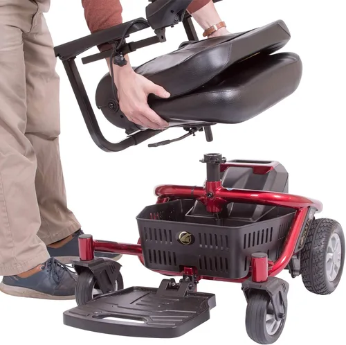 Vista 5 de Golden Technologies New LiteRider Envy Silla de ruedas eléctrica, color rojo, asiento de 20 pulgadas