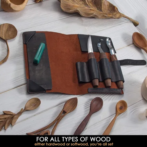 Vista 5 de BeaverCraft S14x Cuchara de Madera Tallando Herramientas LS1P1 Cuero Paddle Strop con Compuesto de Pulido