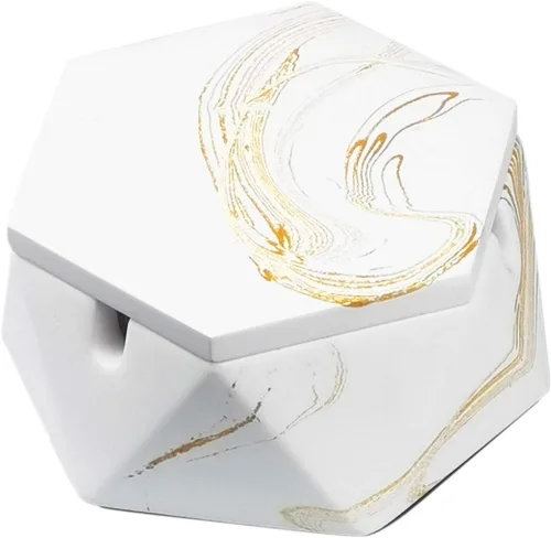 Vista 17 de FREELOVE Cenicero de hormigón con tapa y ceniceros de acero inoxidable para cigarrillos, bandeja de ceniza de cemento para fumar, para interiores