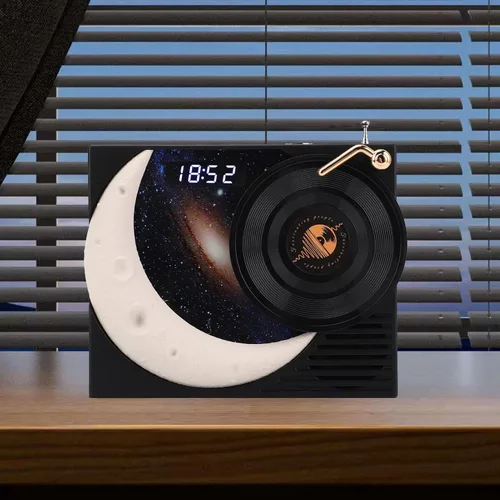 Vista 2 de Zopsc Retro Bluetooth Speaker, Vintage Bluetooth Speaker with Clock Display and Ambient Light, 360 Degree Surround Sound Bluetooth Speaker for Black