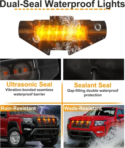 Vista 7 de Luces de parrilla para Nissan Frontier 2022-2024 Faros de acento delanteros de la rejilla del parachoques DRL PRO 4X X S SV SL Accesorios (ámbar)