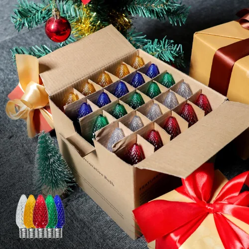 Vista 7 de Paquete de 50 bombillas LED multicolor C9 de repuesto, bombillas LED C9 de plástico inastillables e impermeables para tiras de luces al aire libre