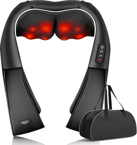 ALLJOY Masajeador de cuello para aliviar el dolor de tejido profundo con calor, HSA 3D masajeador Shiatsu de cuello y espalda para hombro, cuerpo
