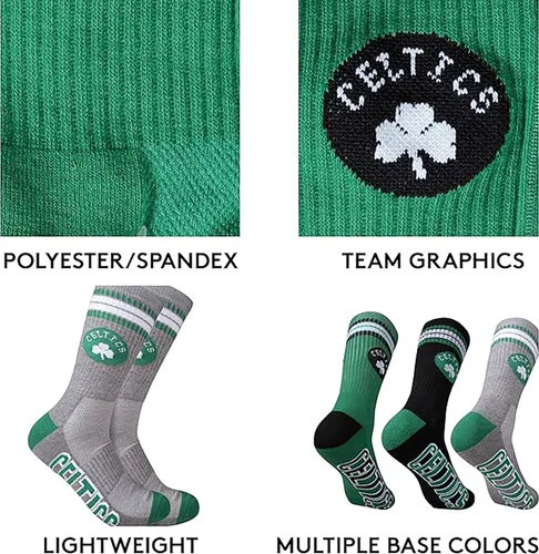 Vista 6 de Ultra Game Men's NBA Official Athletic Cushioned Secure Fit Team Crew Socks-3 Pack
