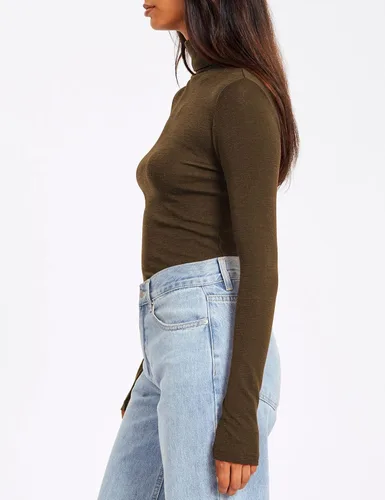 Vista 3 de SUNBS Camisas de manga larga de cuello alto para mujer, 3 piezas, cuello alto, moda de otoño, 2025, ajuste delgado, ropa interior térmica de invierno