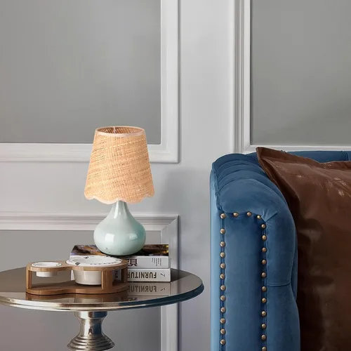 Vista 7 de Lámpara de mesa azul pequeña con control táctil para dormitorio, lámparas de noche azules para mesita de noche, lindas mini lámparas de mesa