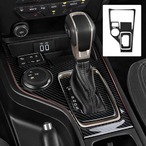 Vista 20 de Cubierta de Panel de Control Central de Fibra de Carbono para Tablero de Coche para Ford Ranger 2019 2020 2021 2022 2023 XLT Lariat XL Accesorios