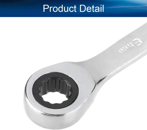 Vista 4 de Auniwaig Llave combinada de trinquete,Llave inglesa métrica de 0.315 in pulido de extremo abierto,Herramientas de llave de trinquete de diseño de 12