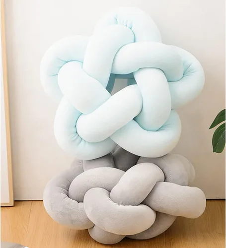Vista 9 de Almohada de felpa con nudo hecha a mano, almohada de estrella anudada suave para sofá, cojín lumbar, cojín de estrella de relleno para el hogar