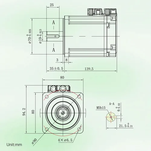 Vista 5 de CNCTOPBAOS Kit de servomotor de 750 W CA con freno, codificador óptico de 23 bits, brida de 3.150 in 3000rpm-6000rpm 2.39-7.17N.m, kit