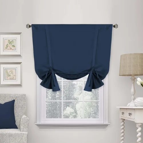 Vista 15 de H.VERSAILTEX - Cortina opaca con ojales, aislante térmica, panel de bolsillo para varilla, cortina corta para baño, cortina con lazo para ventana