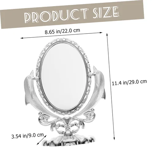 Vista 8 de CHILDWEET Espejo de maquillaje de doble cara, espejo de escritorio giratorio para tocador de mesa, reflejo para aplicación de maquillaje, base