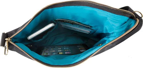 Vista 4 de Travelon Bandolera antirrobo con 3 compartimentos, Negro -, Antiguo, clásico