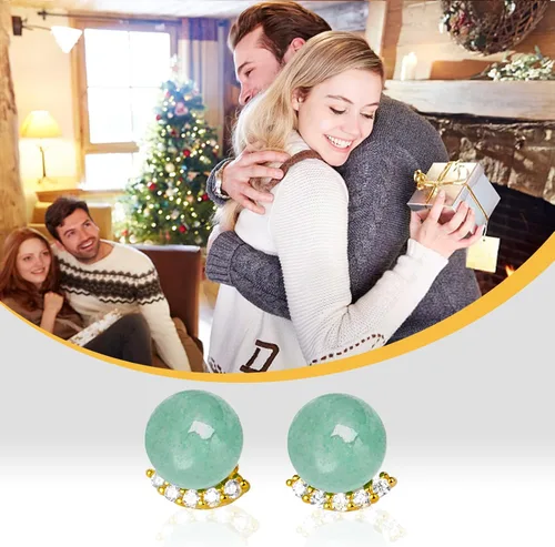 Vista 18 de Jade Earrings Studs,Green Jade Earrings for Women,925 Sterling Silver Earrings Studs for Sensitive Ears,Handmade Jade Earrings for Birthday