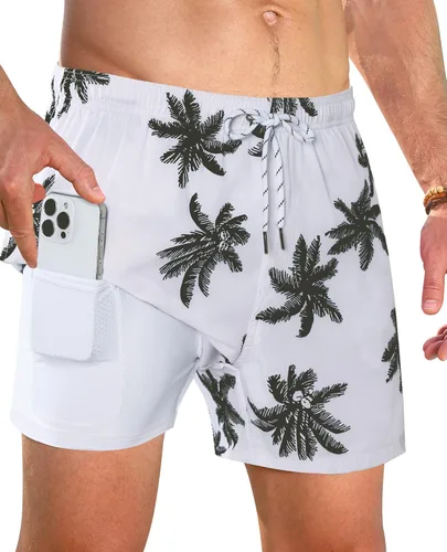 Vista 13 de Gleeease Traje de baño para hombre de 5 pulgadas con forro de compresión, bolsillos, cordón, secado rápido, elástico, divertido, playa, natación