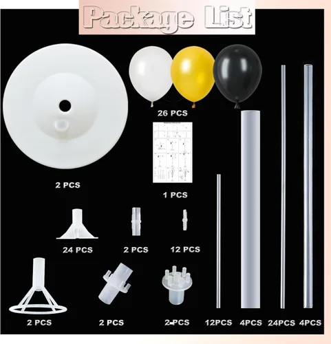 Vista 2 de Kit de columna de globos de 2 piezas con globos incluidos - Torre de globos con soporte, base y poste, decoración de fondo para bodas, baby shower