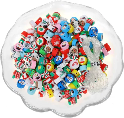 Vista 35 de 100 cuentas espaciadoras de arcilla polimérica para el Día de la Independencia del 4 de julio para hacer joyas, manualidades, pulseras, collares