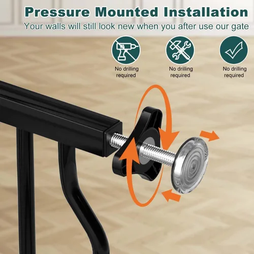 Vista 4 de Fairy Baby Puerta de bebé de 29.5 a 33.5 pulgadas para puertas, puerta para perros para escaleras sin taladro, barrera de seguridad para mascotas