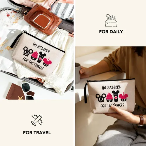 Vista 4 de Hanamiya Na Bolsa de aperitivos para viajes, divertida bolsa de maquillaje impermeable, lavable, reutilizable para viajes, playa, bonitas bolsas