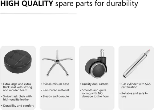 Vista 6 de Grace&Grace Taburete giratorio de altura ajustable con asiento extra grande extra grueso para máxima comodidad para salón, estudio, tienda, cocina