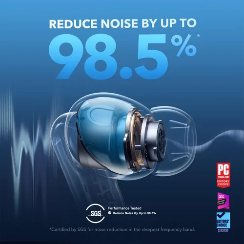 Vista 2 de Soundcore by Anker Liberty 4 NC - Auriculares inalámbricos, 98.5% de reducción de ruido, cancelación de ruido adaptativa a oídos y medio ambiente