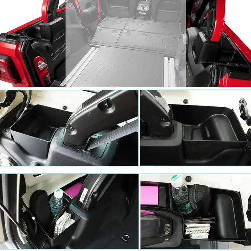 Vista 5 de Contenedor de almacenamiento de pozo para rueda trasera, compatible con Wrangler 2018-2023 JL JLU de 4 puertas (no compatible con 2 puertas)
