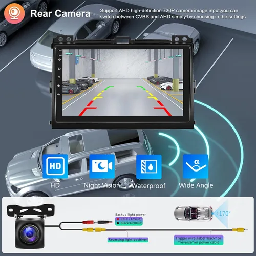 Vista 5 de [2G+64G] Radio de coche para Toyota Prado 120/Lexus Gx470 2004-2009 Android Car Stereo Carplay Wireless Android Auto, Hodozzy 9 pulgadas pantalla