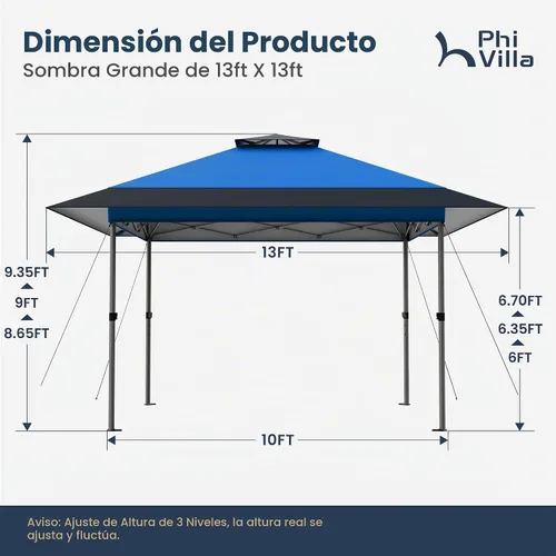 Vista 5 de PHI VILLA - Tienda de campaña desplegable de 13 x 13 pulgadas, al aire libre, fácil de empujar Marrón