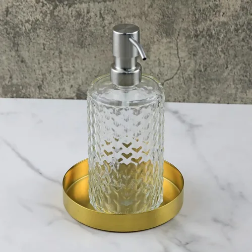 Vista 7 de FREELOVE Bandeja Dorada, Bandeja Redonda de Latón para Servir, Plato Decorativo Circular de Bar, Platos Decorativos de Metal para Mesa de Centro