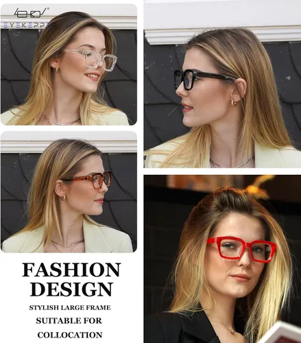Vista 2 de Eyekepper Gafas de lectura bifocales para mujer, lentes bifocales transparentes de gran tamaño +1.00