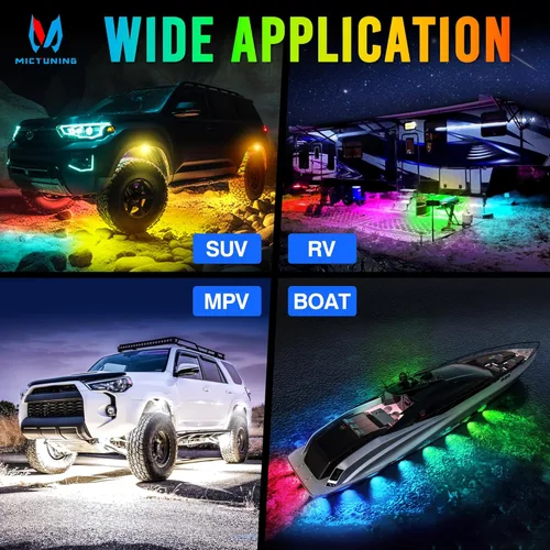 Vista 7 de MICTUNING C2+ RGB+IC Luces de Roca con Colores Cambiantes, Impermeables IP68, 2 piezas de Luces de Neón para Rocas (No Incluye Controlador)