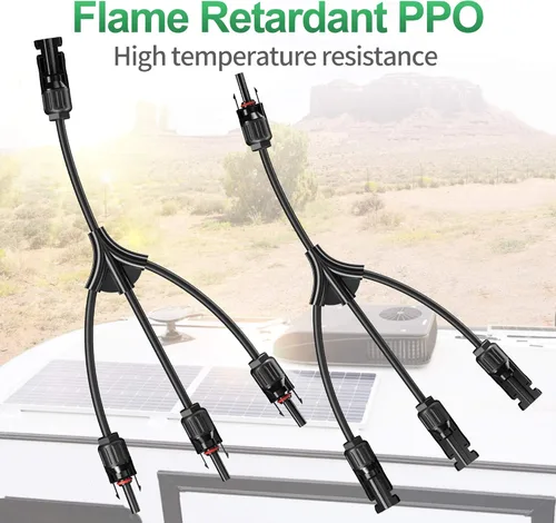 Vista 5 de OYMSAE Conectores solares en Y, cable adaptador paralelo de rama en Y, 1 a 3 conectores de panel solar, conectores de cable solar, kit