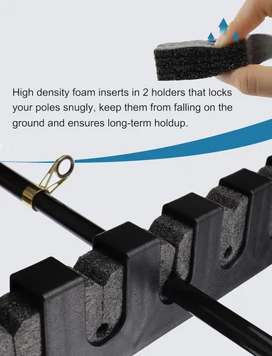 Vista 6 de Soportes Horizontales para Cañas de Pescar Estante para Cañas para Barco Garaje Pared Almacenamiento de Cañas de Pescar - 1 Par, Negro