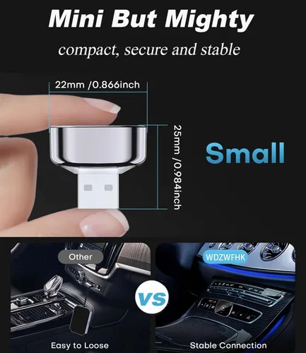 Vista 2 de Adaptador Inalámbrico CarPlay y Dongle Android Auto, Conexión Automática Rápida, Convertidor Inalámbrico CarPlay Compacto Plug & Play para iPhone