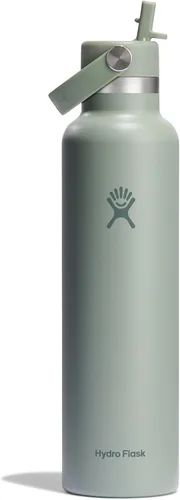 Vista 29 de Hydro Flask Botella de agua – Acero inoxidable aislado – Tapa flexible con pajita de boca estándar, antiderrames, a prueba de fugas y recargable