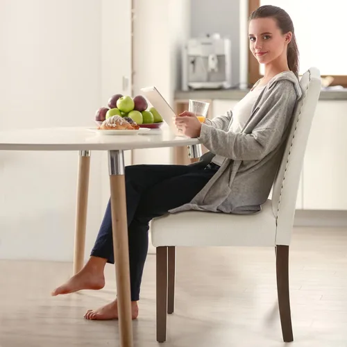 Vista 6 de DUMOS Juego de 2 sillas de comedor, sillas modernas para mesa de cocina con patas de madera y asiento acolchado para comedor, cocina, sala de estar
