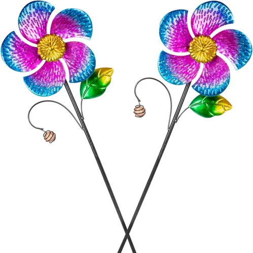 Vista 14 de Viveta Girasol Molinillo de Viento, Molinillo de Viento de Metal de 56" con Estaca, Molinillos de Viento para Decoración de Patio y Jardín