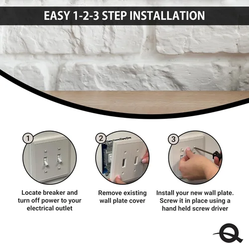 Vista 5 de Questech Decor - Placa de pared para cubierta de toma de corriente eléctrica dúplex, placa de interruptor individual de 1 banda, cubierta