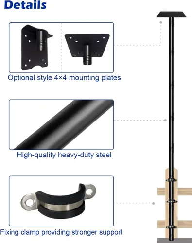 Vista 4 de Garbuildman Kit de Poste para Comedero de Pájaros de 105 Pulgadas, Juego de Poste Resistente para Casa de Pájaros para Valla de Terraza o Barandilla